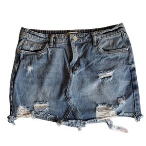 Refuge Denim Ripped Blue Jean Skirt Size Medium